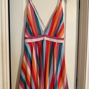 Essue Red and Pink Backless Dress with A-Line Silhouette